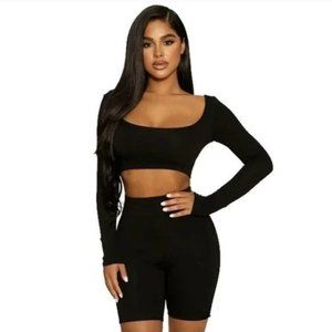 Naked Wardrobe Women's Black Snatched Ribbed Biker Shorts sz XL